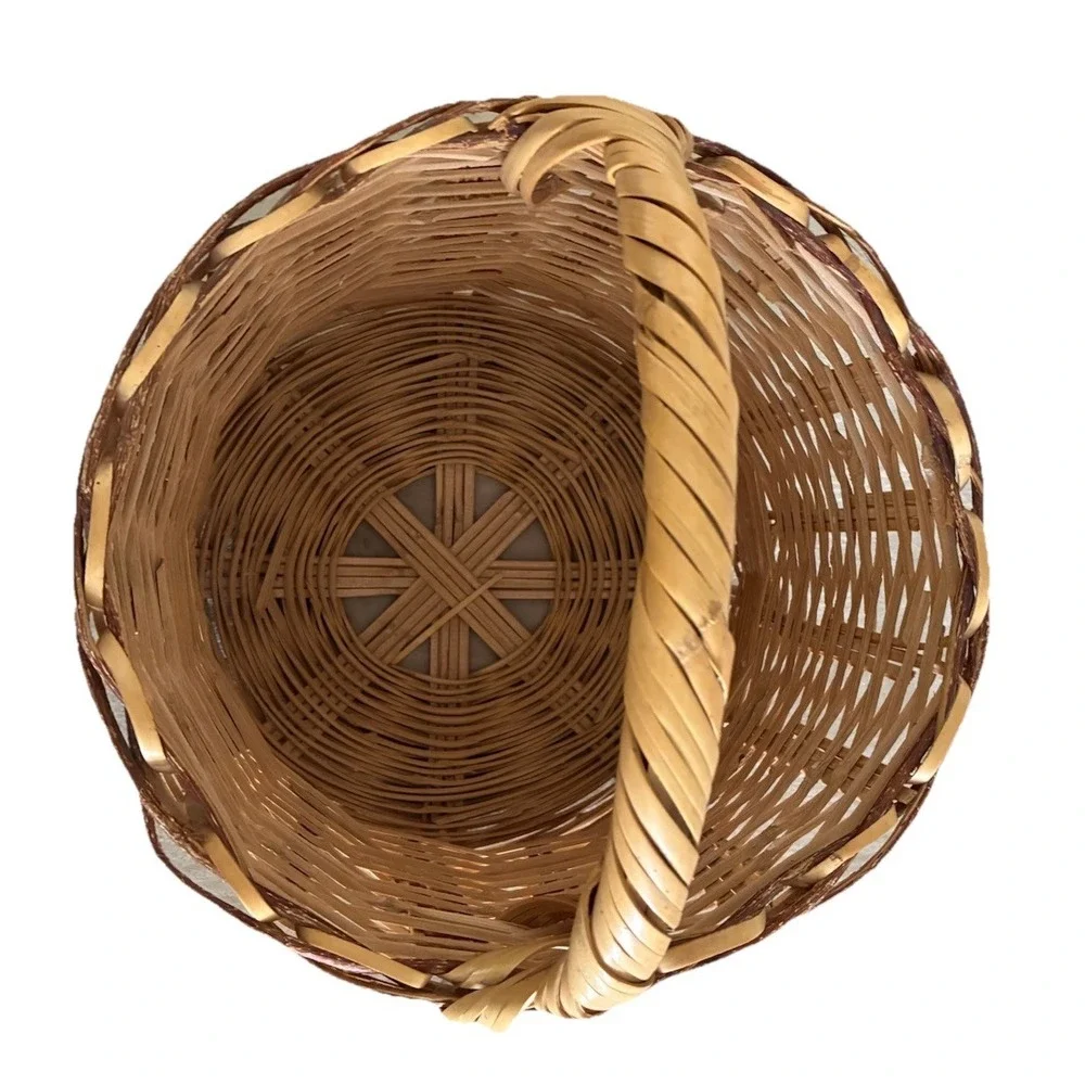 Vintage Bamboo Wicker Basket Rustic Storage Farmhouse Boho Cottage Large‎ 18x14
